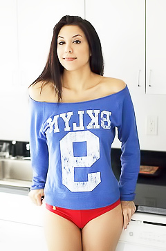 Delicious Diana Falzone strips in kitchen