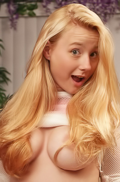 Blonde Teen In Fishnet Pantyhose