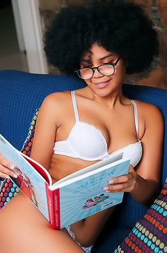 Selva Lapiedra Teases Barefoot On Couch With Glasses Sliding Off Her Perky Breasts